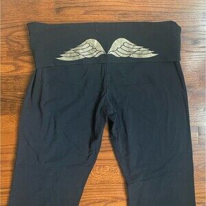 Y2K Victoria’s Secret Gold Wings Fold Over Flare Leggings Sz Large